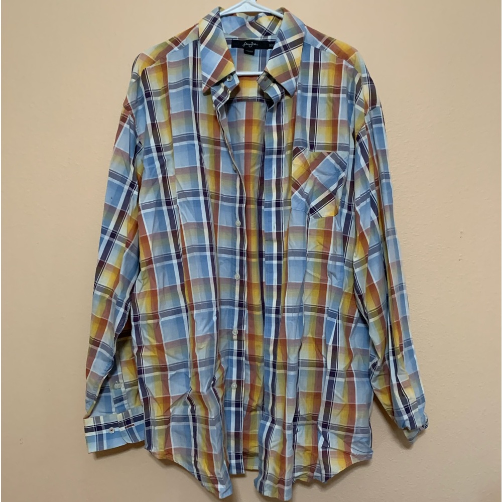 Multicolored Sean John Plaid Long Sleeve Button 2XL